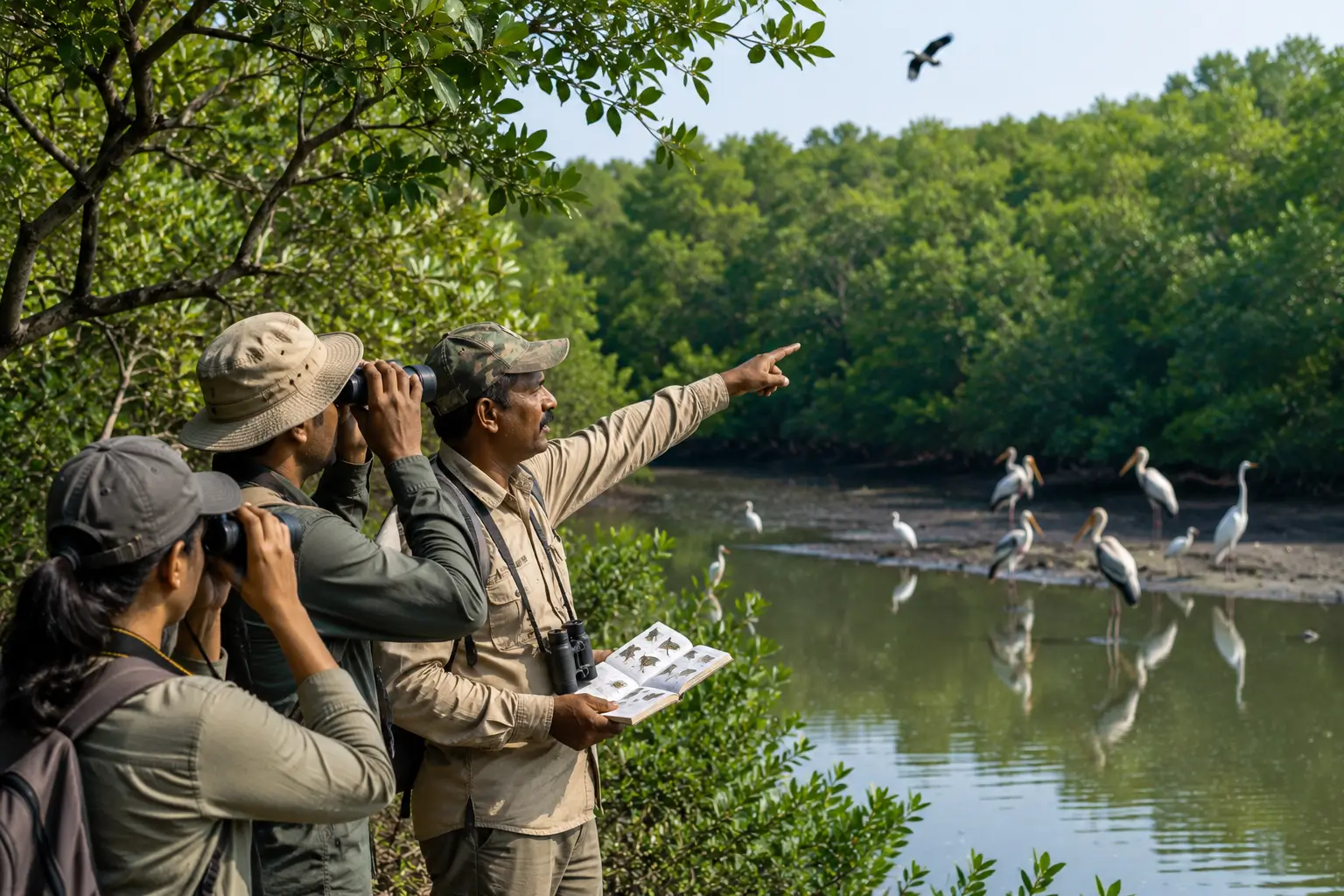 Birdwatching by the wetland edge