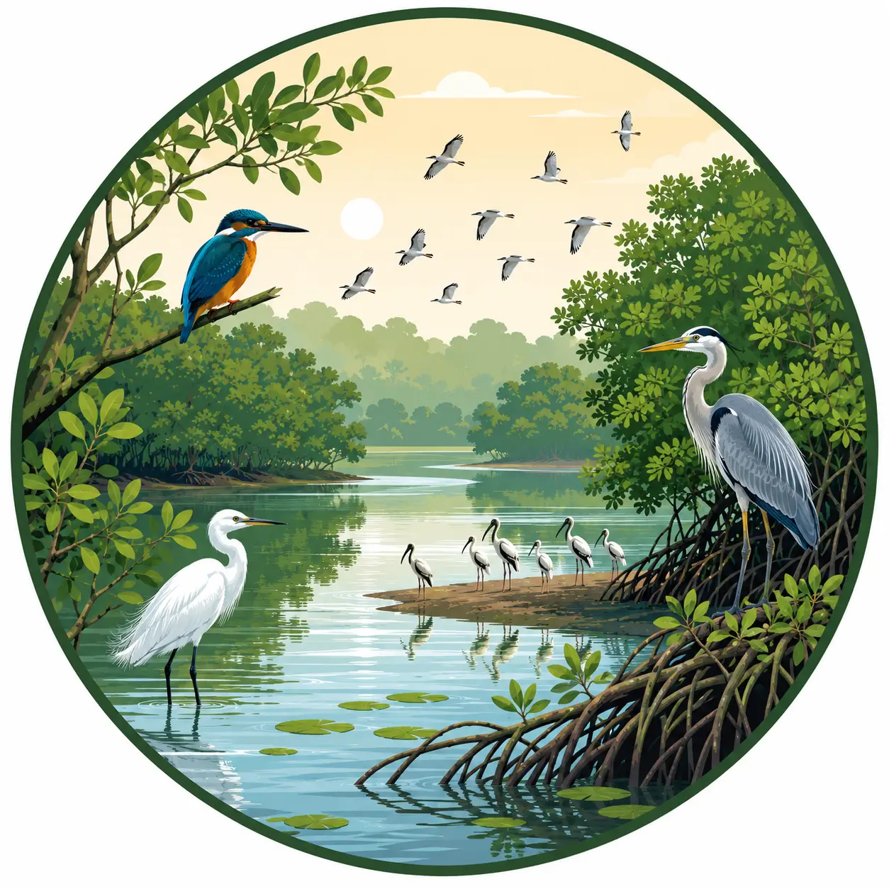 Serene wetland at dawn