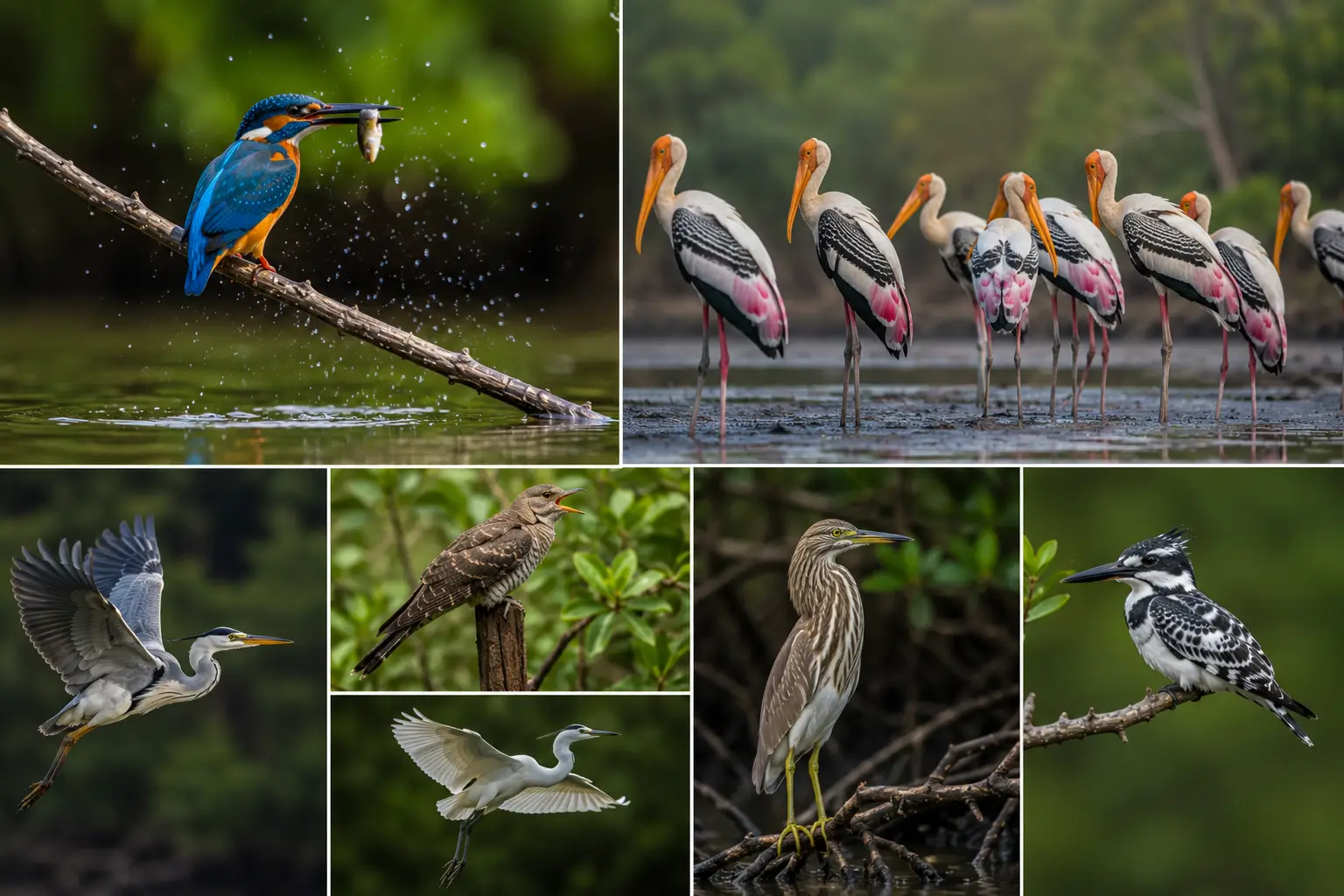 Wetland birds in serene harmony