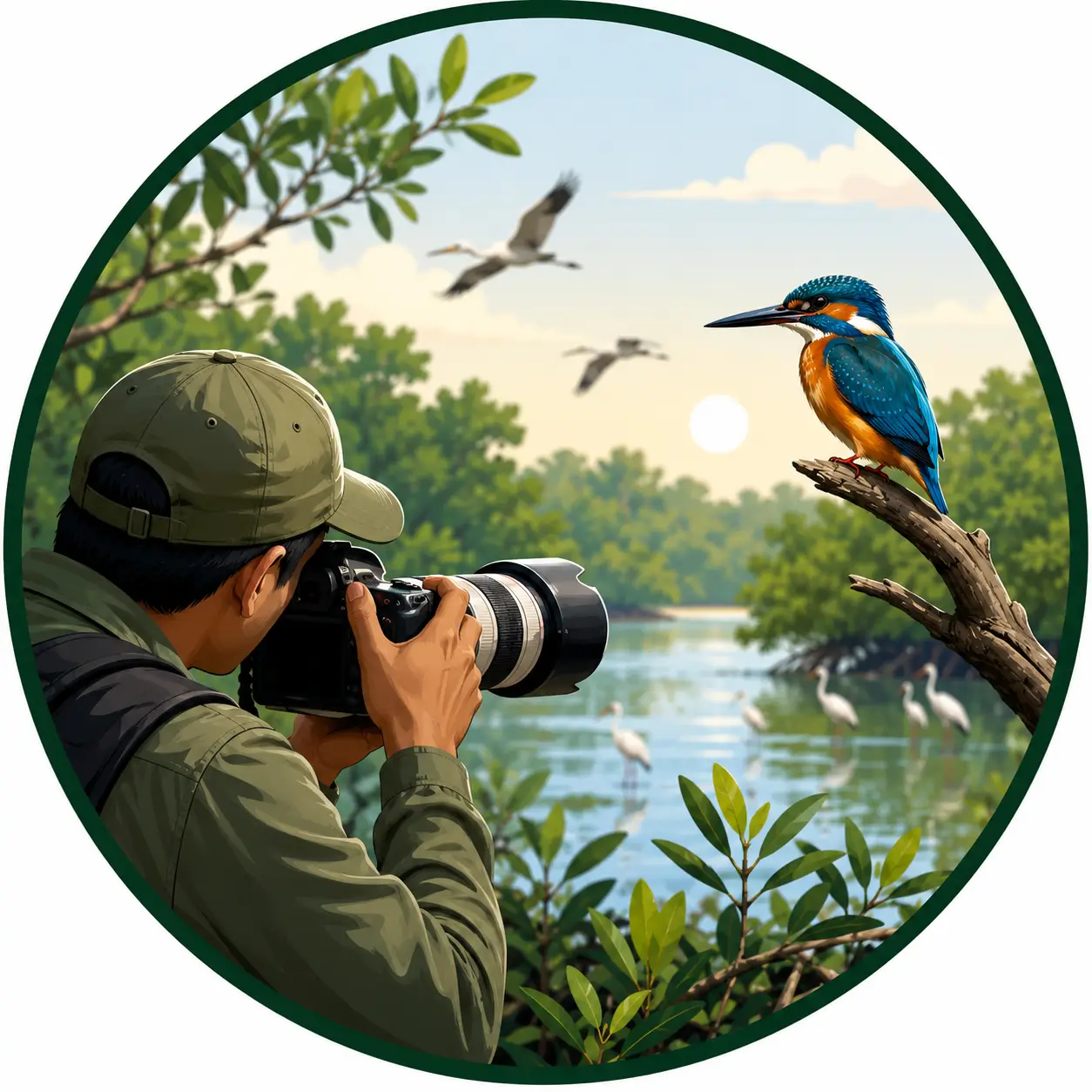 Wildlife photographer and kingfisher moment